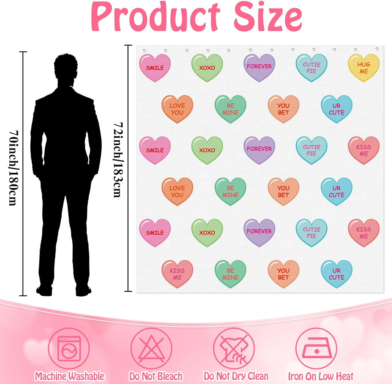 Valentines Day Love Conversation Heart Shower Curtain Set