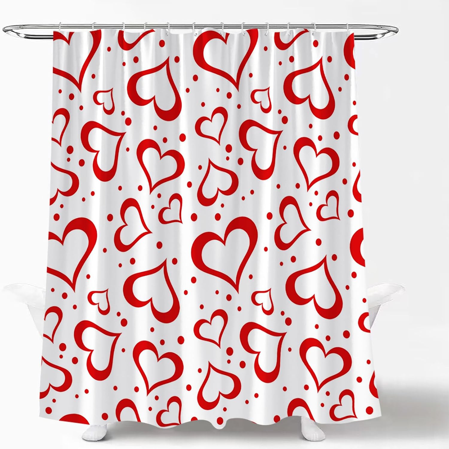 Romantic Valentines Love Heart Heavy Duty Showers Red Heart Polka Dots