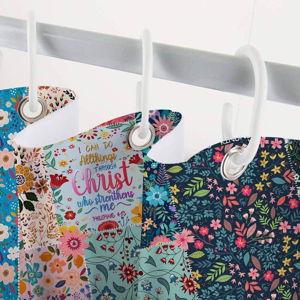 Bohemian Boho Floral Shower Curtain Set