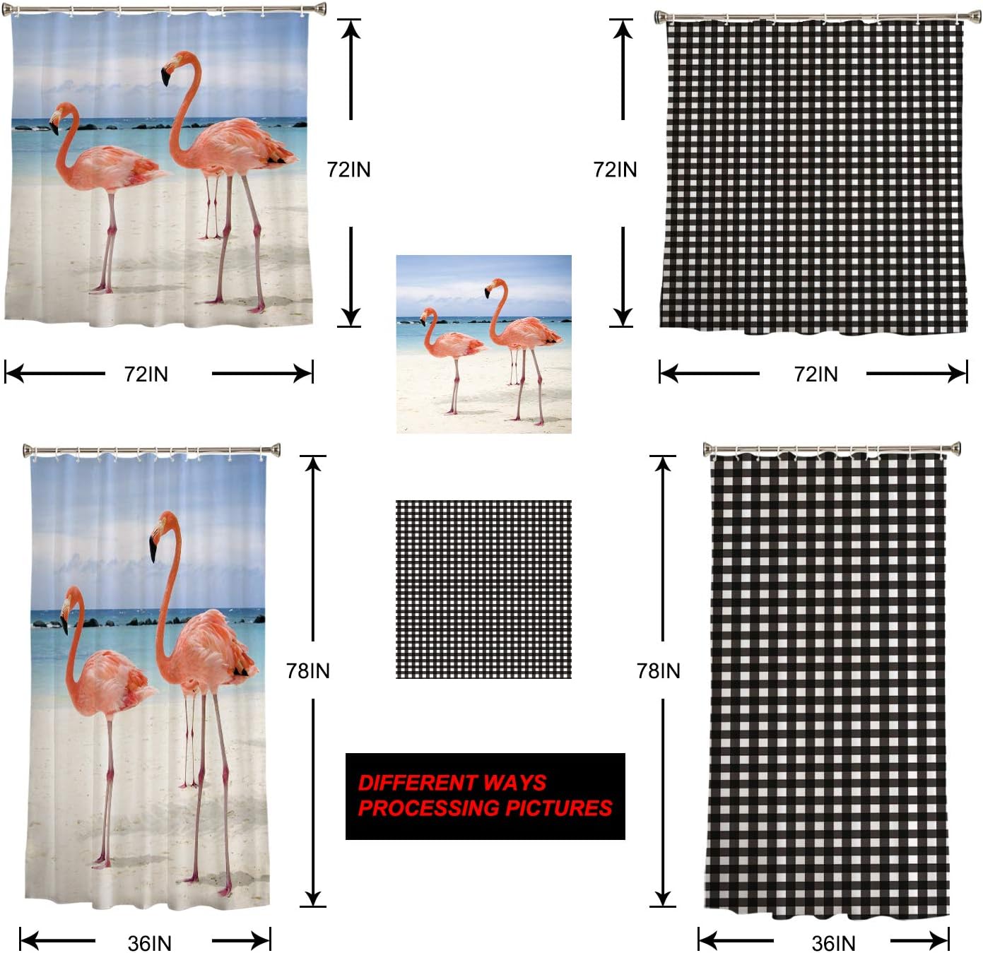 Stunning Christmas Shower Curtain Modern Red Lattice with Heart Tree Waterproof 60x72-Inch