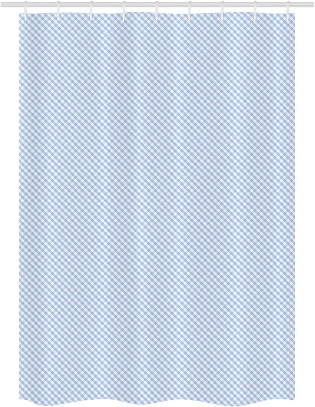 Lunarable Gingham Check Bath Stall Curtain