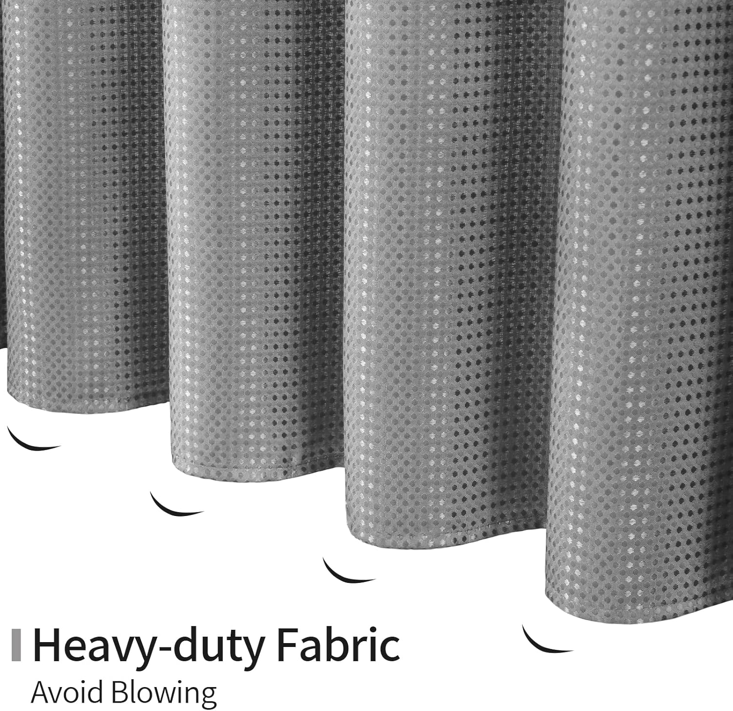 MitoVilla Grey Waffle Shower Curtain Set Luxury Heavy Duty for Relaxation
