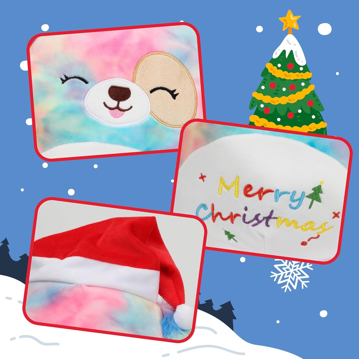 Easfan 12 Inch Christmas Rainbow Dog Plush Pillow