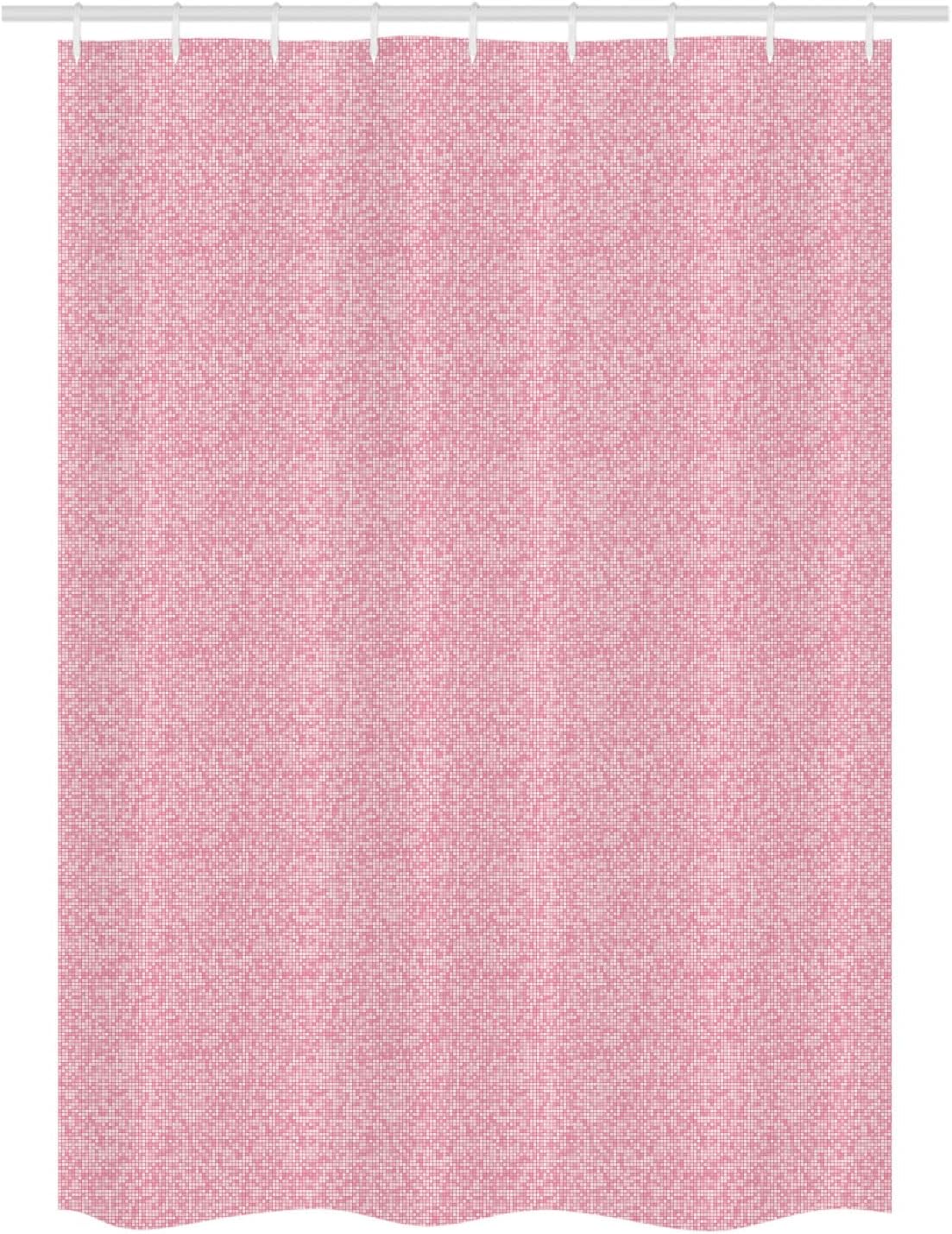 Beautiful Pink White Gingham Shower Curtain Set