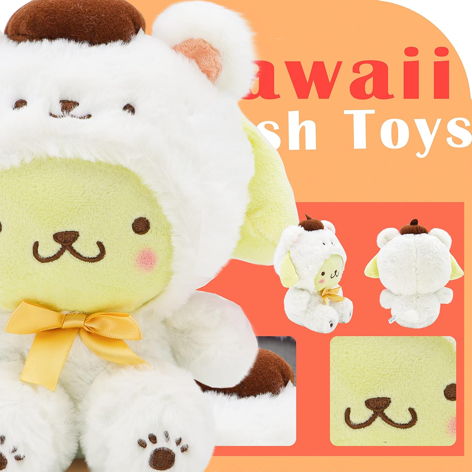 Cute Cross-Dressing White Bear Plush Doll Soft Stuffed Animal Toy