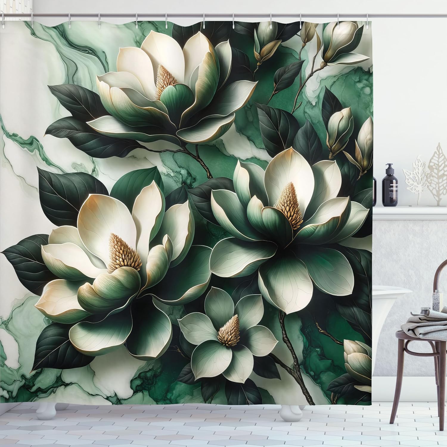 Ambesonne Dark Green Shower