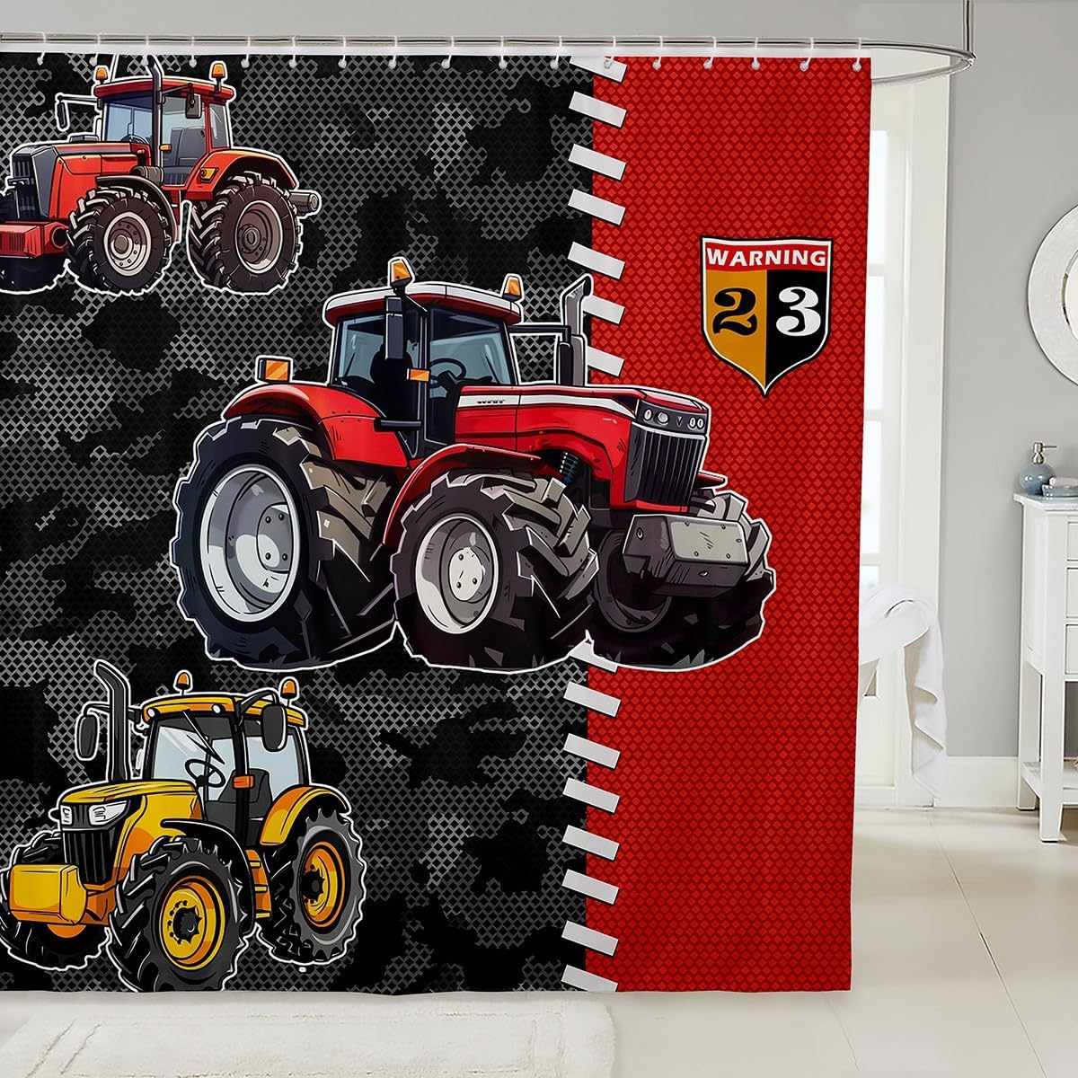 Castle Fairy Cartoon Tractor Shower Curtain 72x72 with 12 Hooks