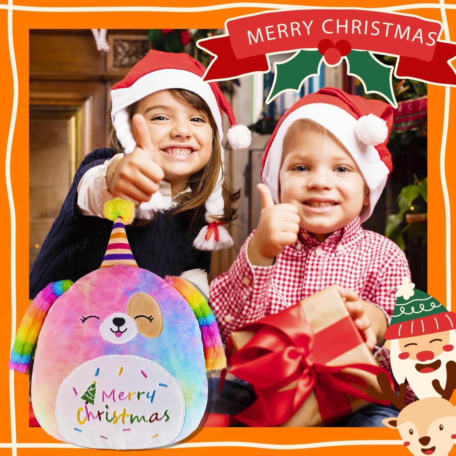 Magic 12 Plush Pillow for Dogs Christmaspackage with Merry Christmas Design