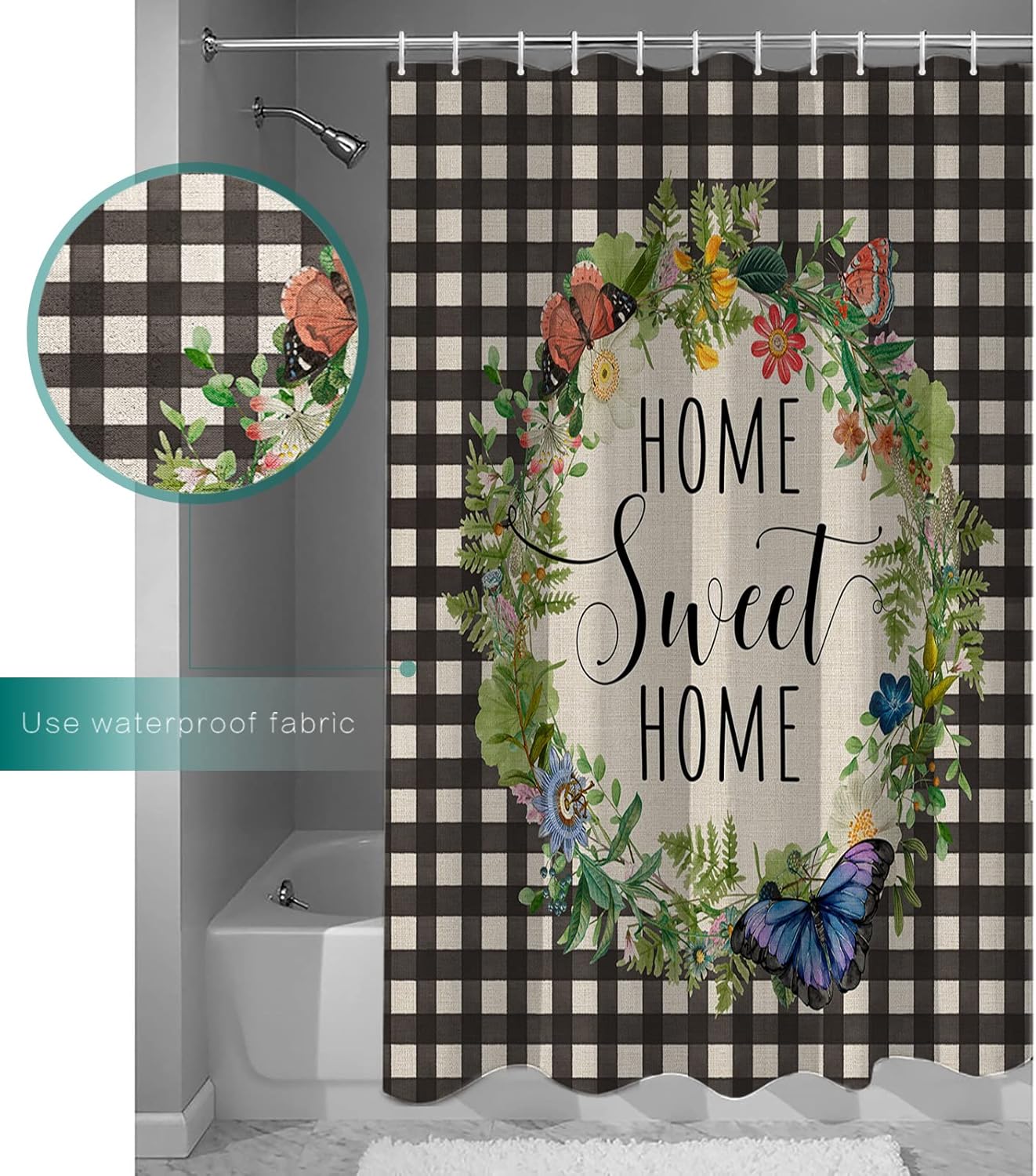 Home Sweet Home 36x72 Polygons shower curtain waterproof elegant washable