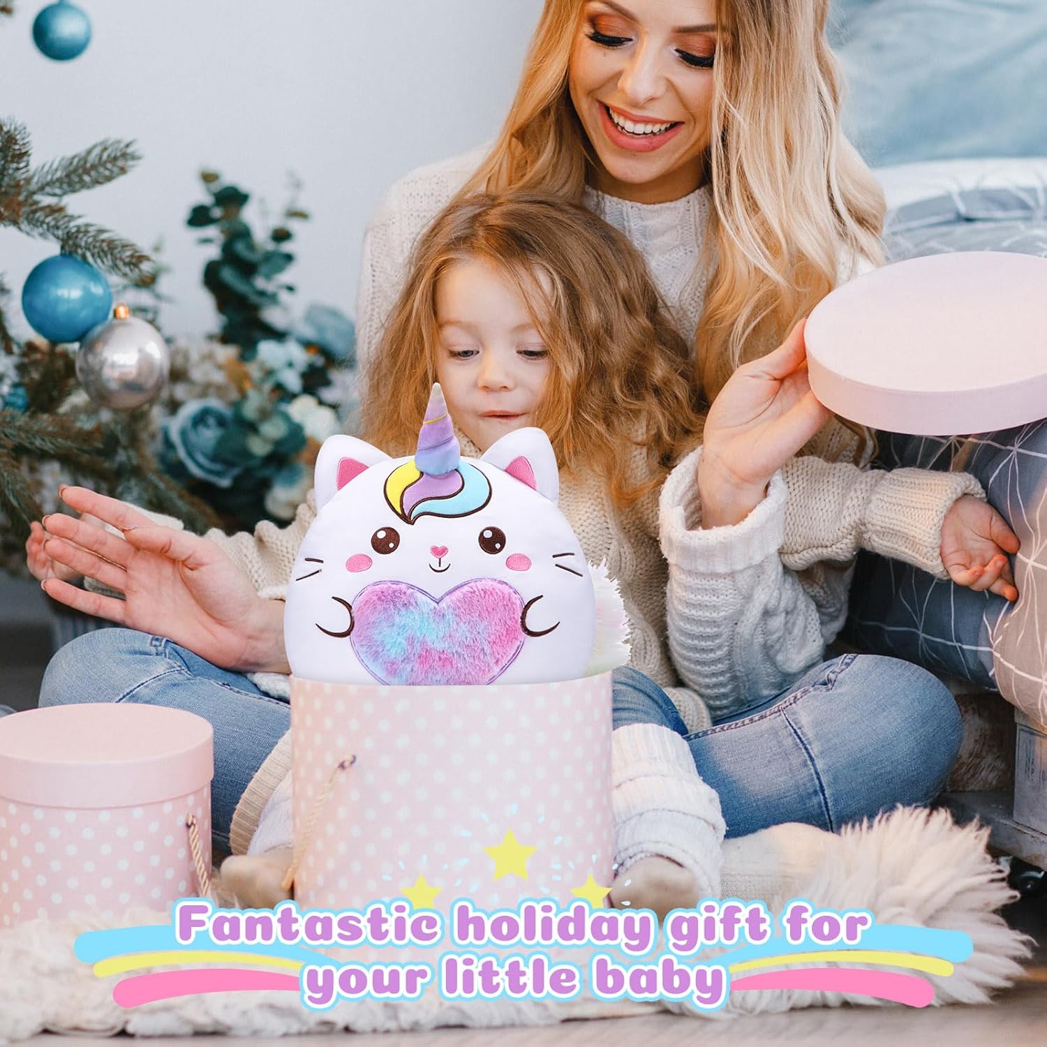 14 Inch Unicorn Cat Plush Pillow for Kids