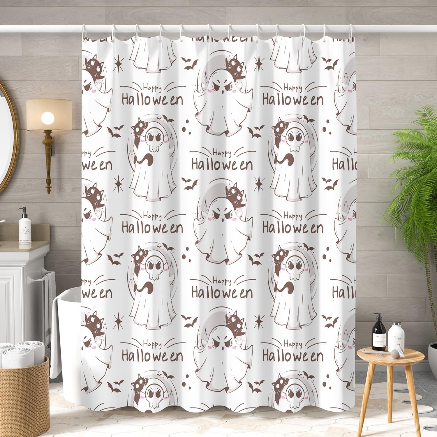 Sillsloso Halloween Ghost Shower Curtain 72x84 Inch