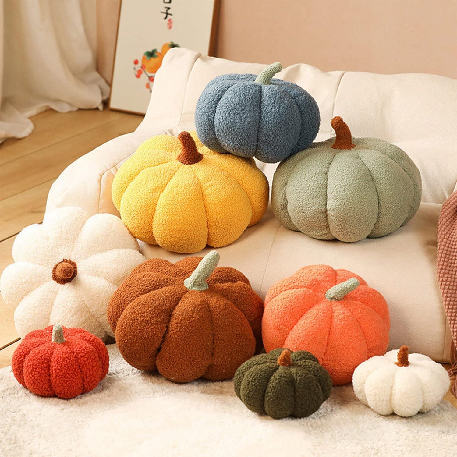 Halloween Fluffy Pumpkin Plush Pillow