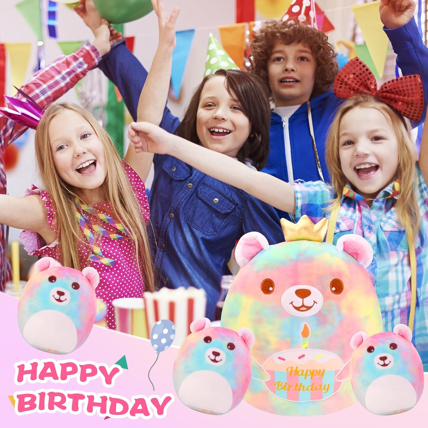 Safeolianha Birthday Bear Plush Pillow