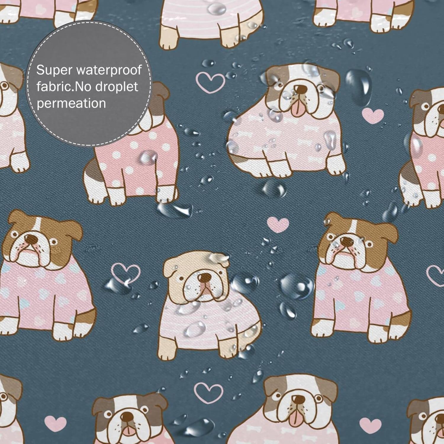 French Bulldog Shower Curtain 72x72 inches Deep Blue