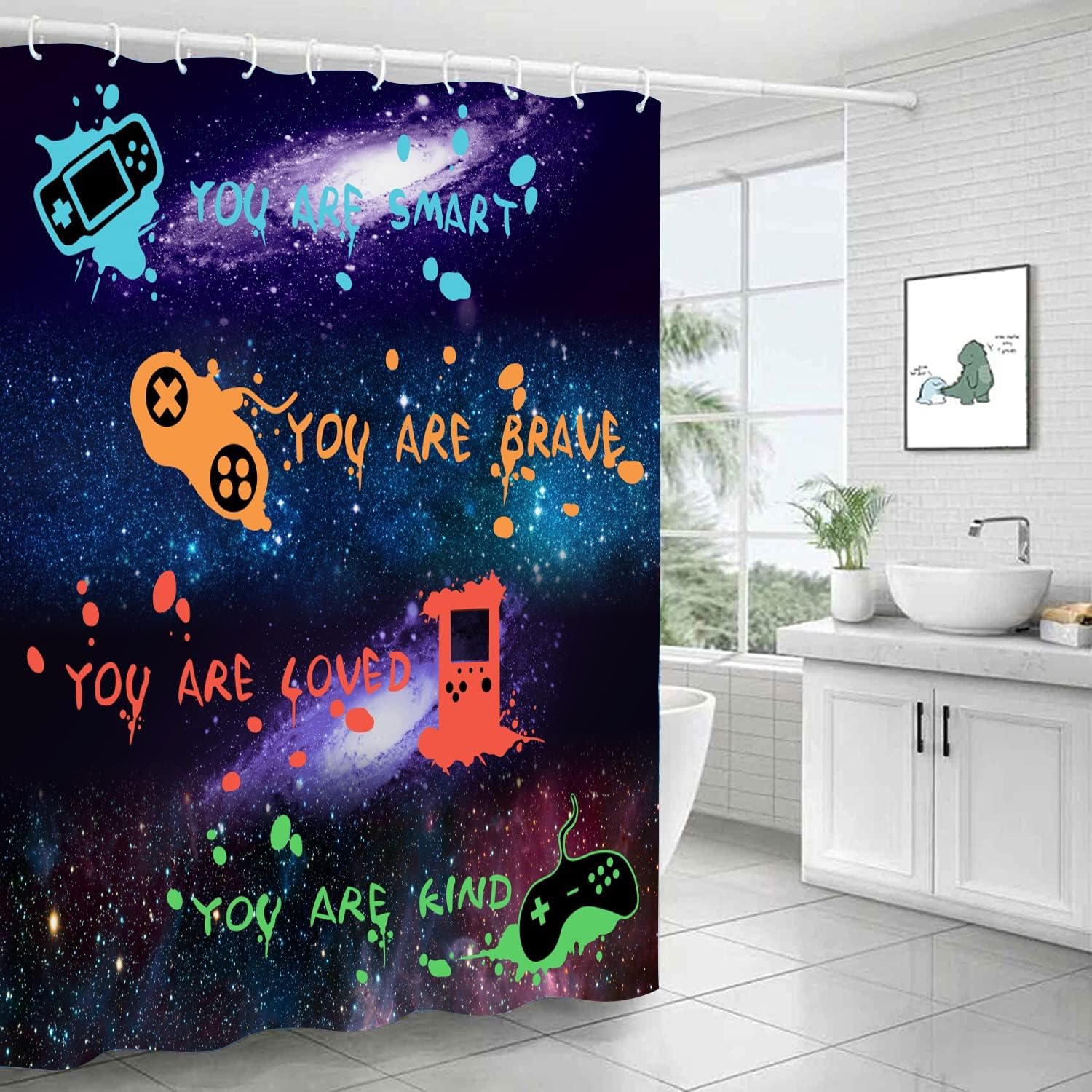 boys gaming Bathroom shower curtain set