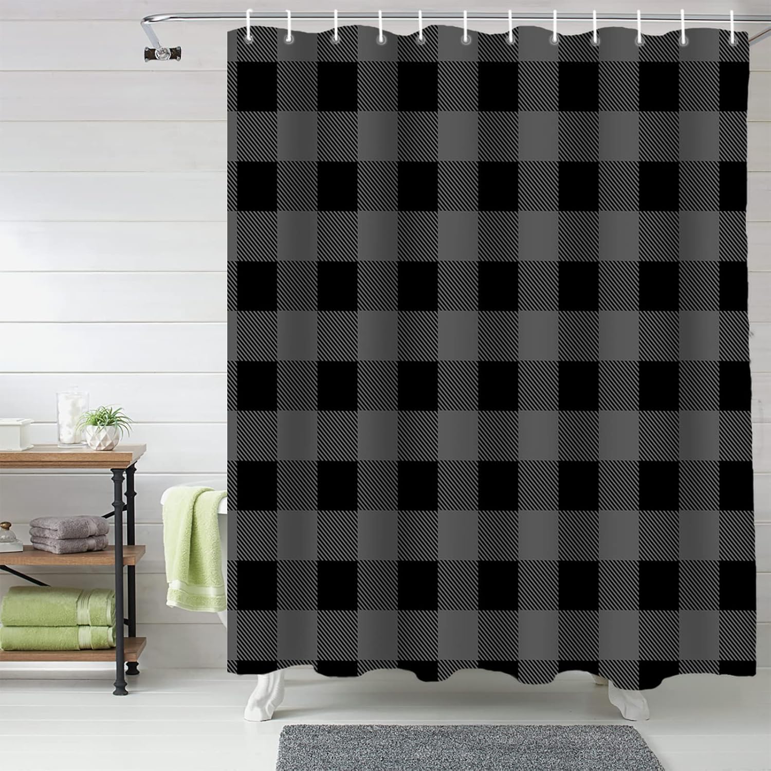 Luxury Buffalo Plaid Shower Curtain