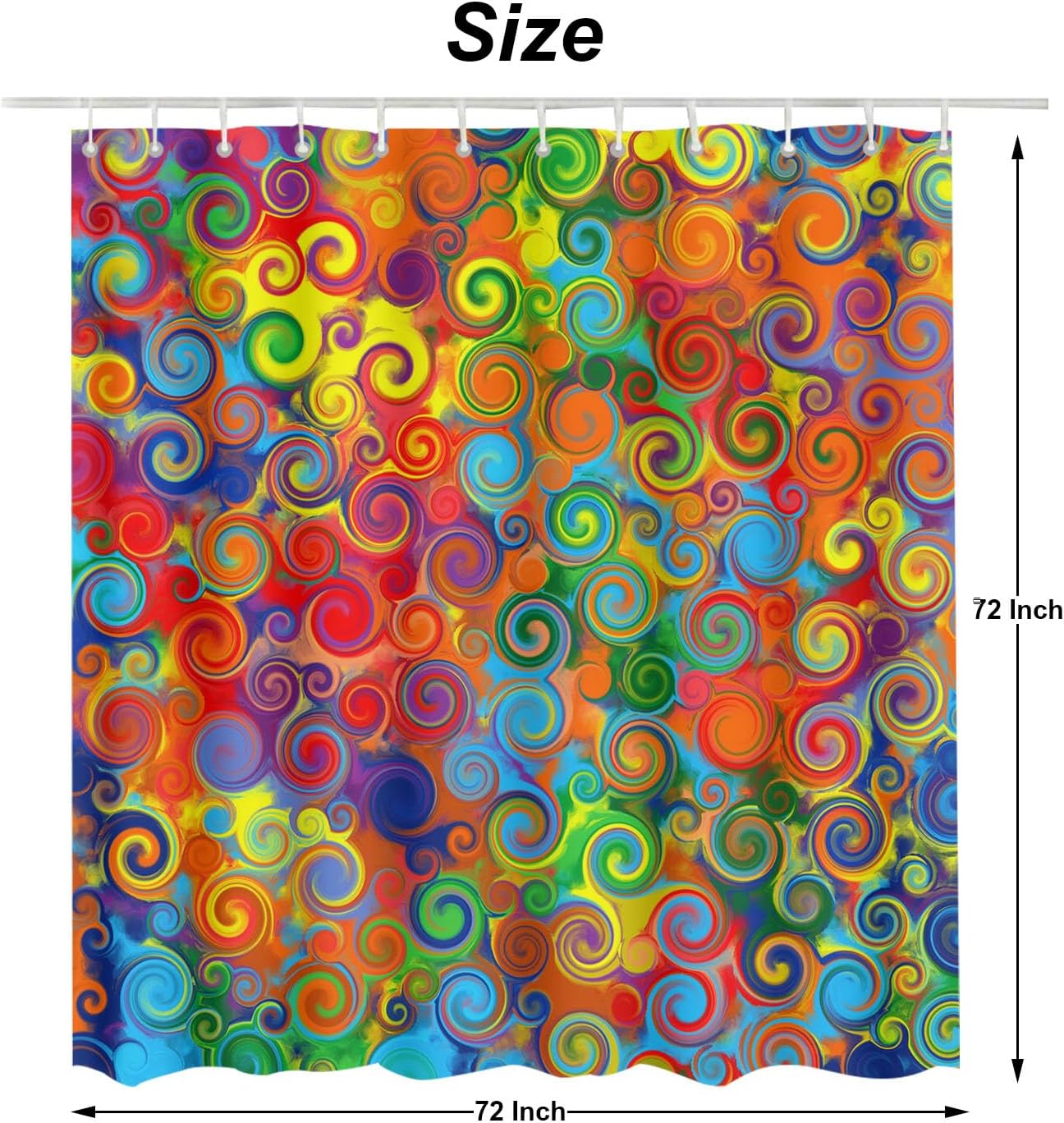Rainbow shower curtain 72x72 inches 12 hooks perfect bathmat