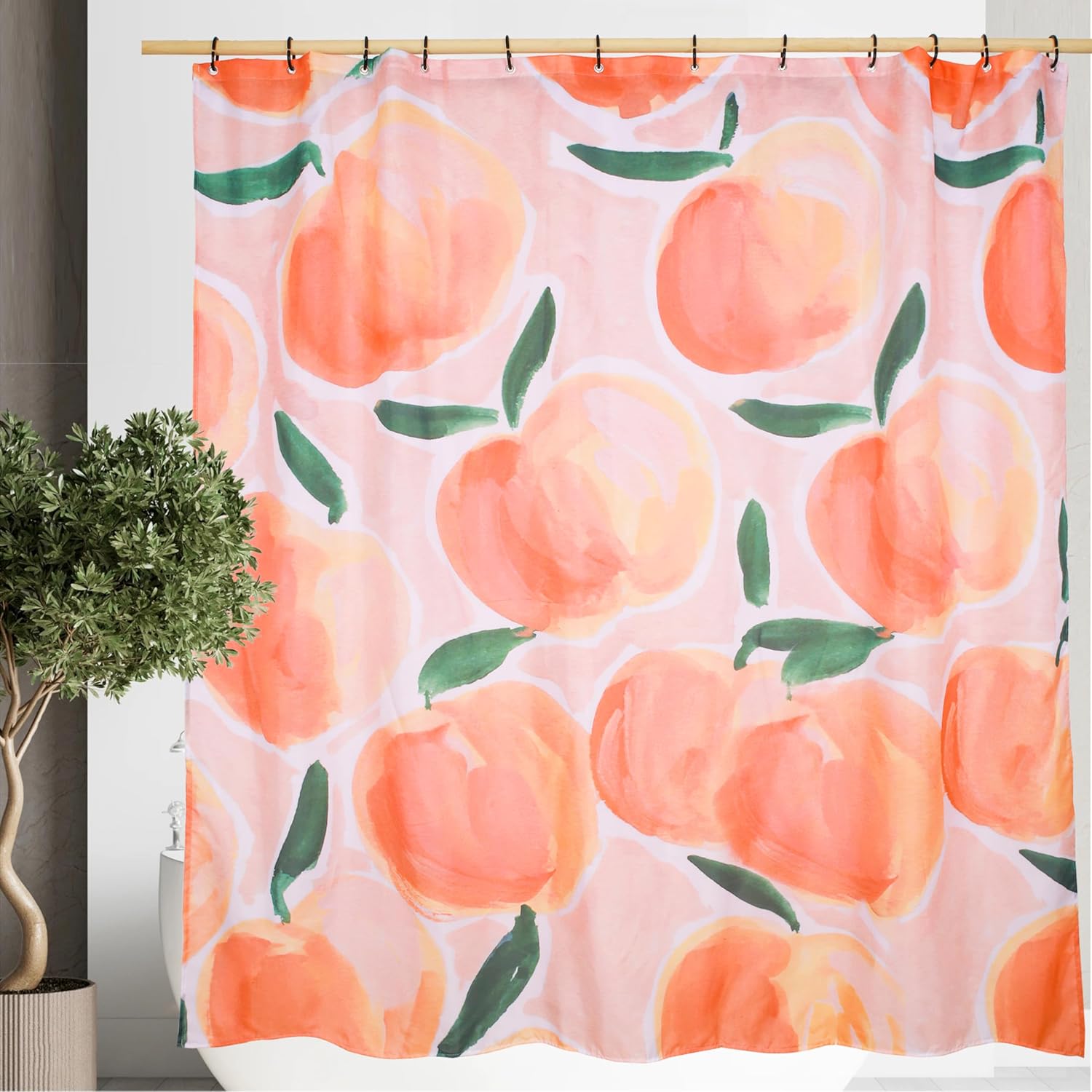 Elegant Peach Shower Curtain Set 72 x 72 Water Repellent 100 Recycled polyester