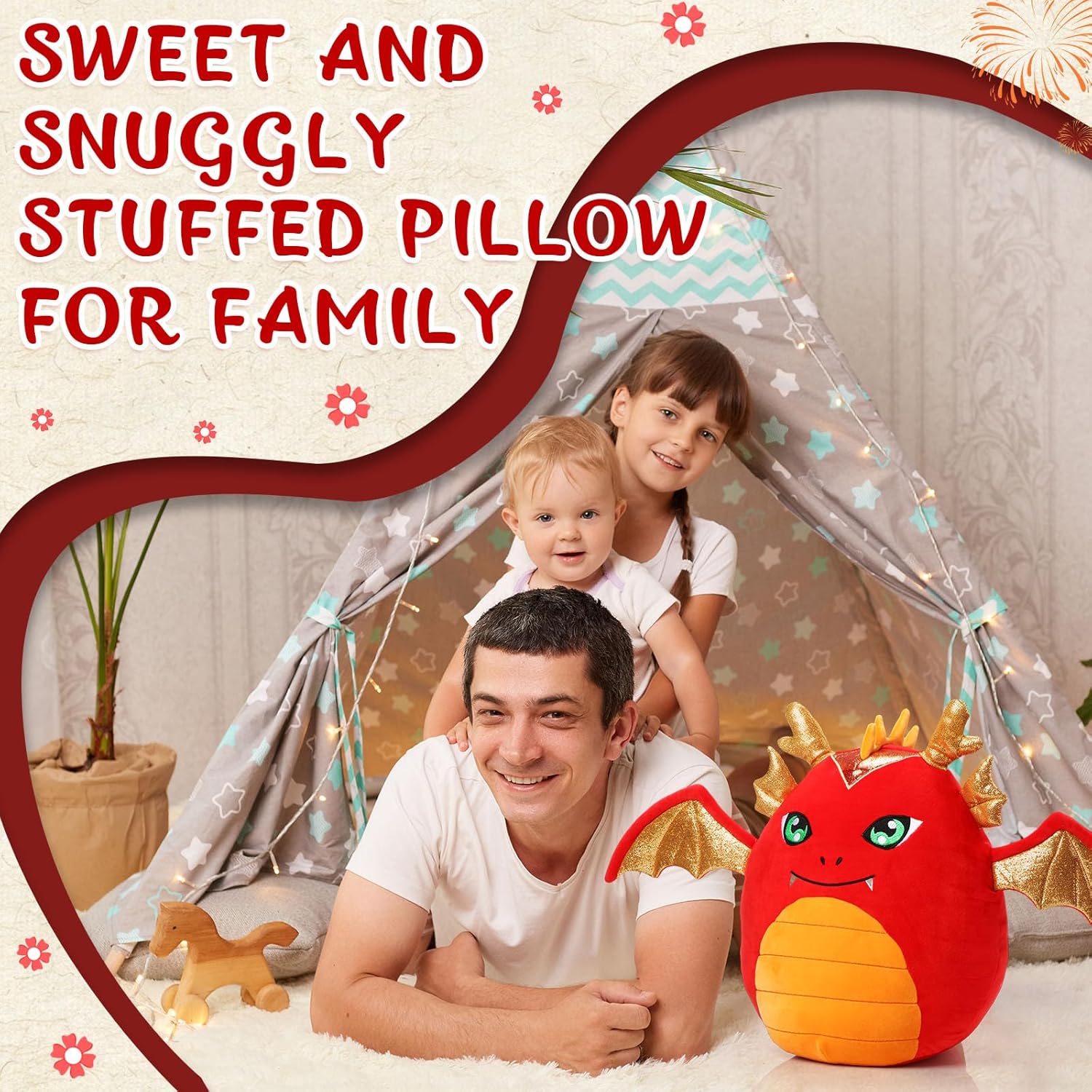 Leyndo 14 Red Dragon Plush Pillow
