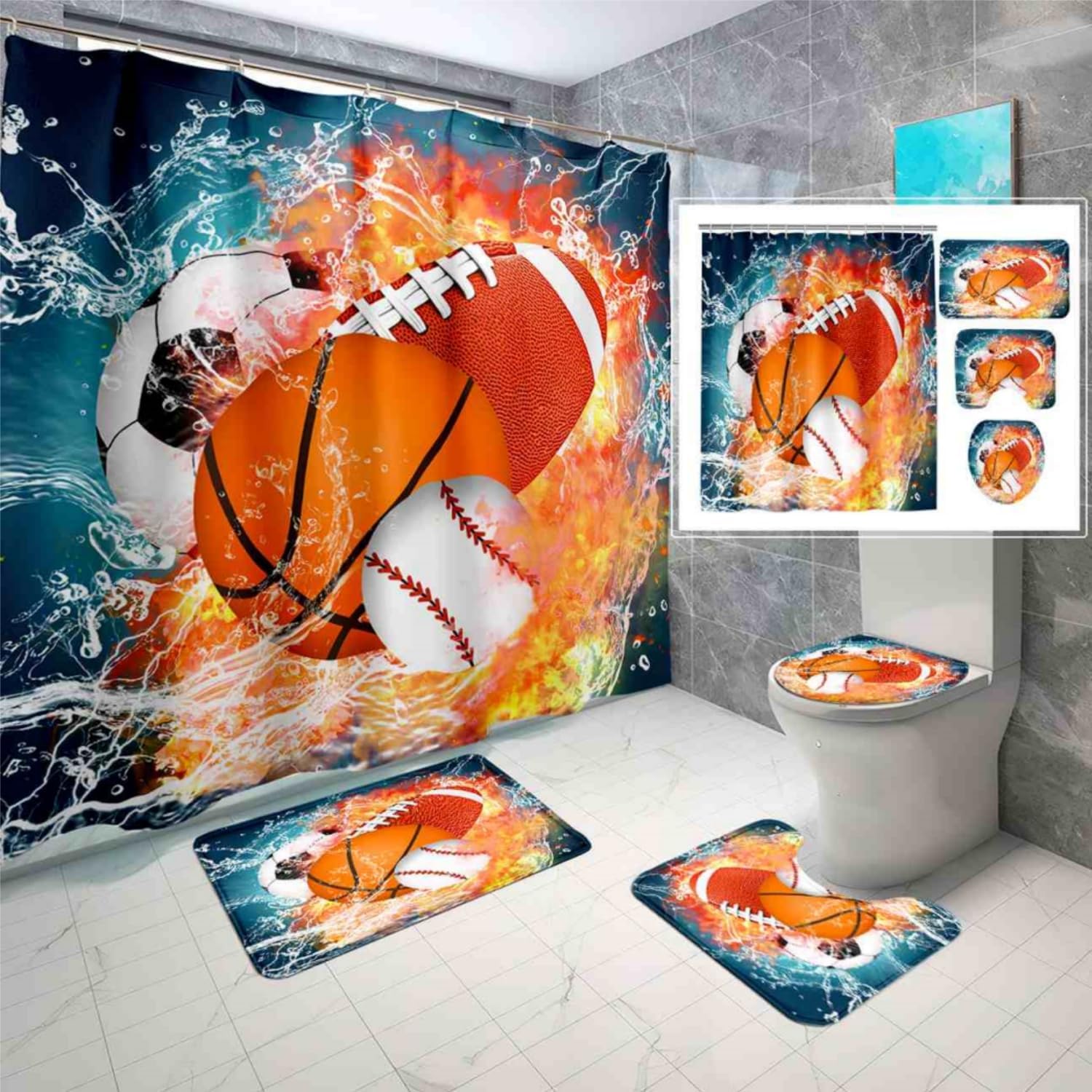 BasketballObservable Shower Curtain Set