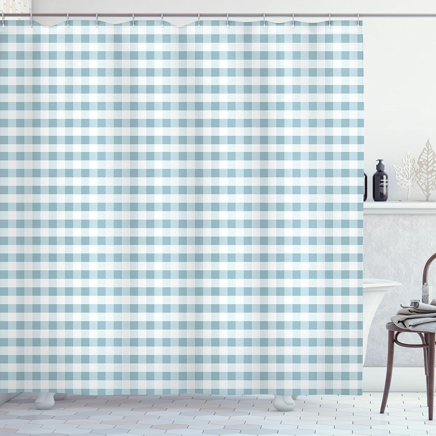 Ambesonne Monochrome Gingham Shower Curtain Set