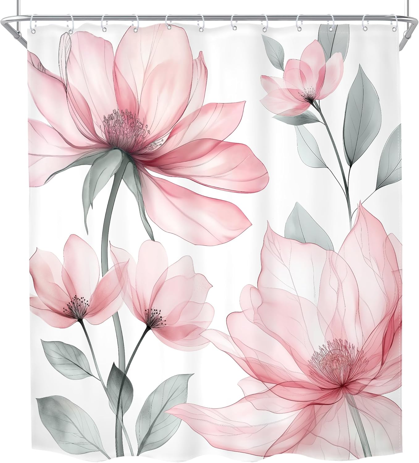 Meshely Pink Floral 60x72 Curtain