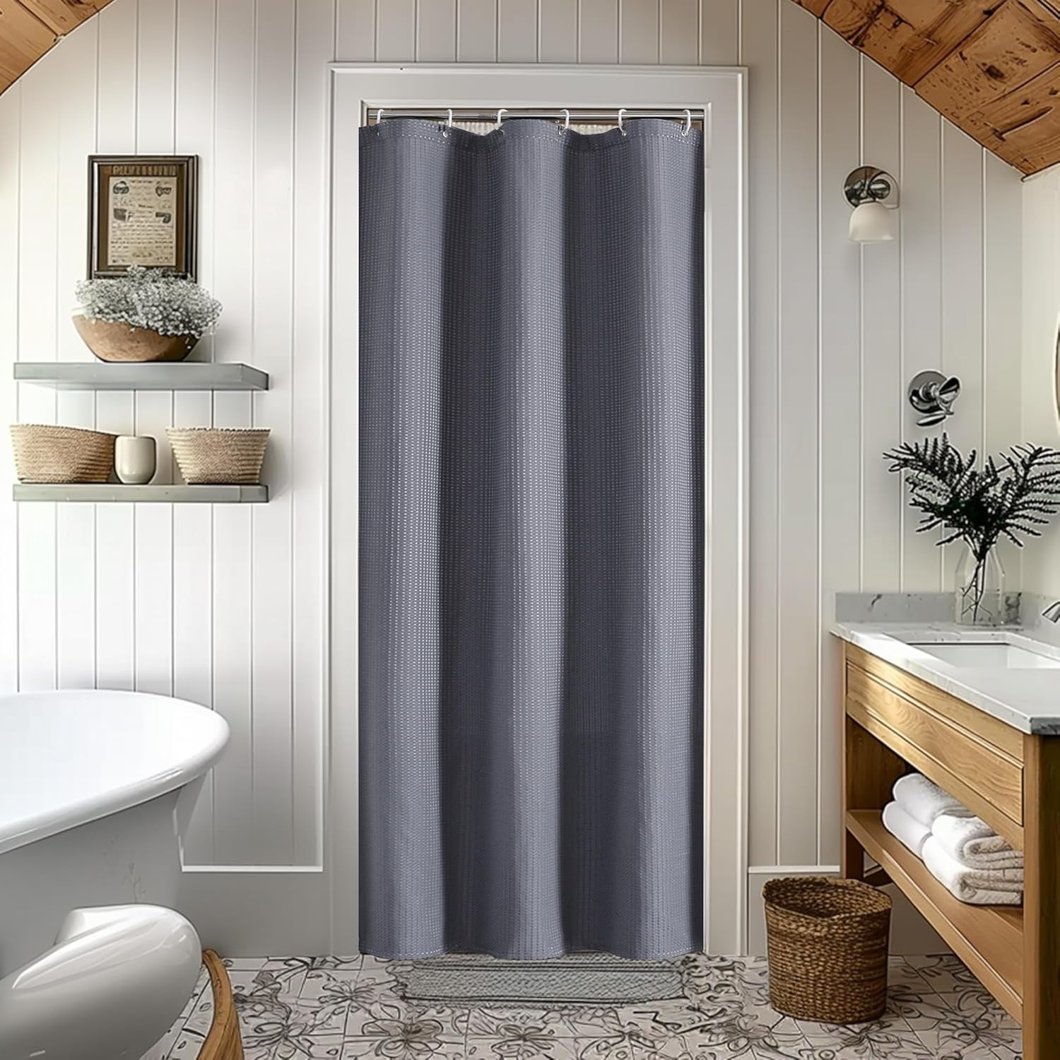 Sturdy Modern Bathroom Curtain Set for Narrow Stall