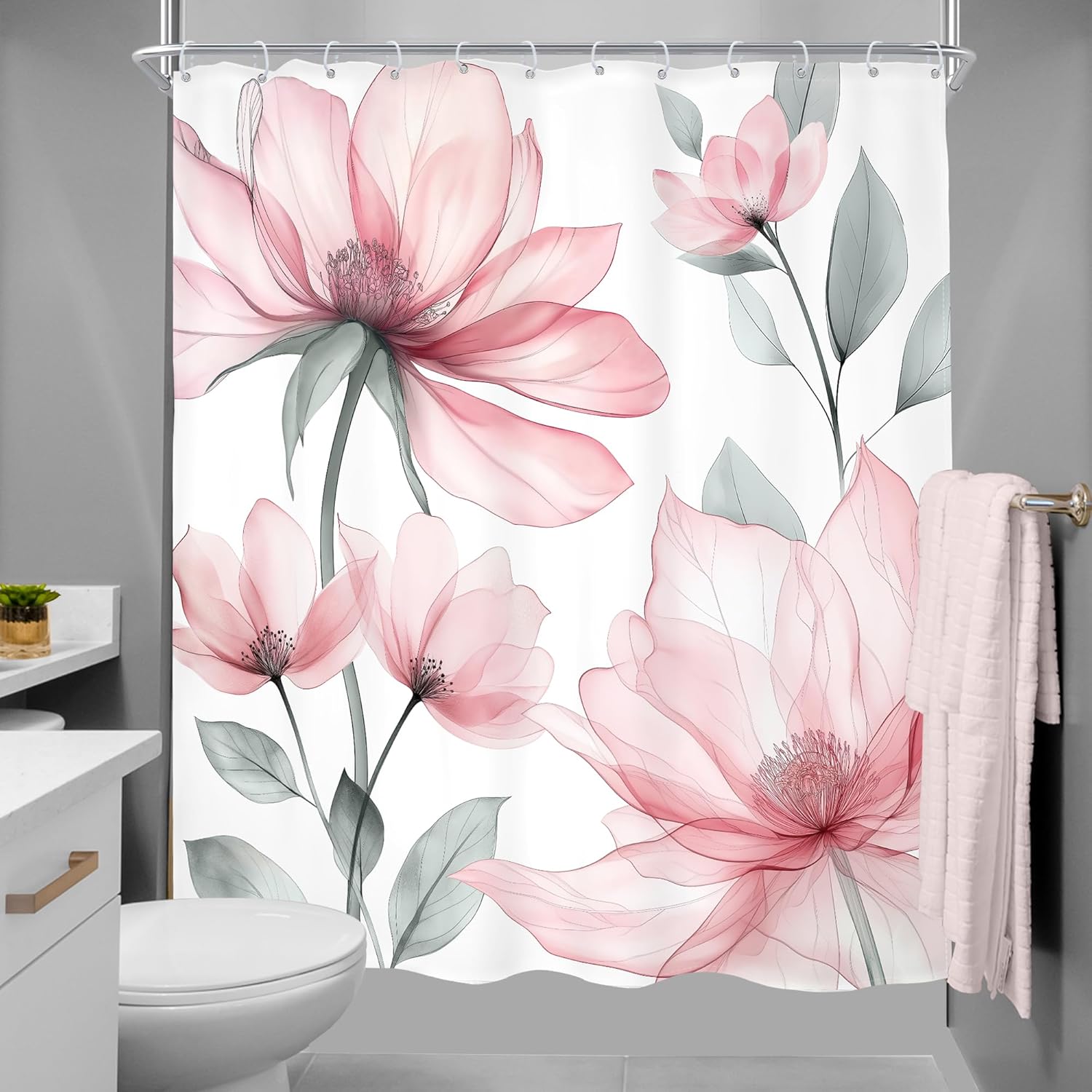 Meshely Pink Floral 60x72 Curtain