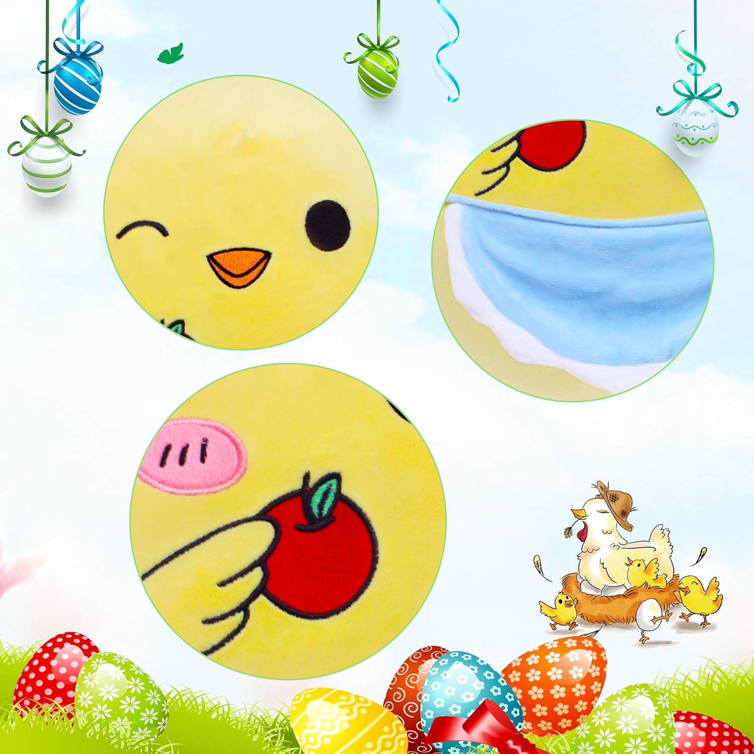 AmyToo Kawaii Chicken Plush Pillow 165 Easter Decor