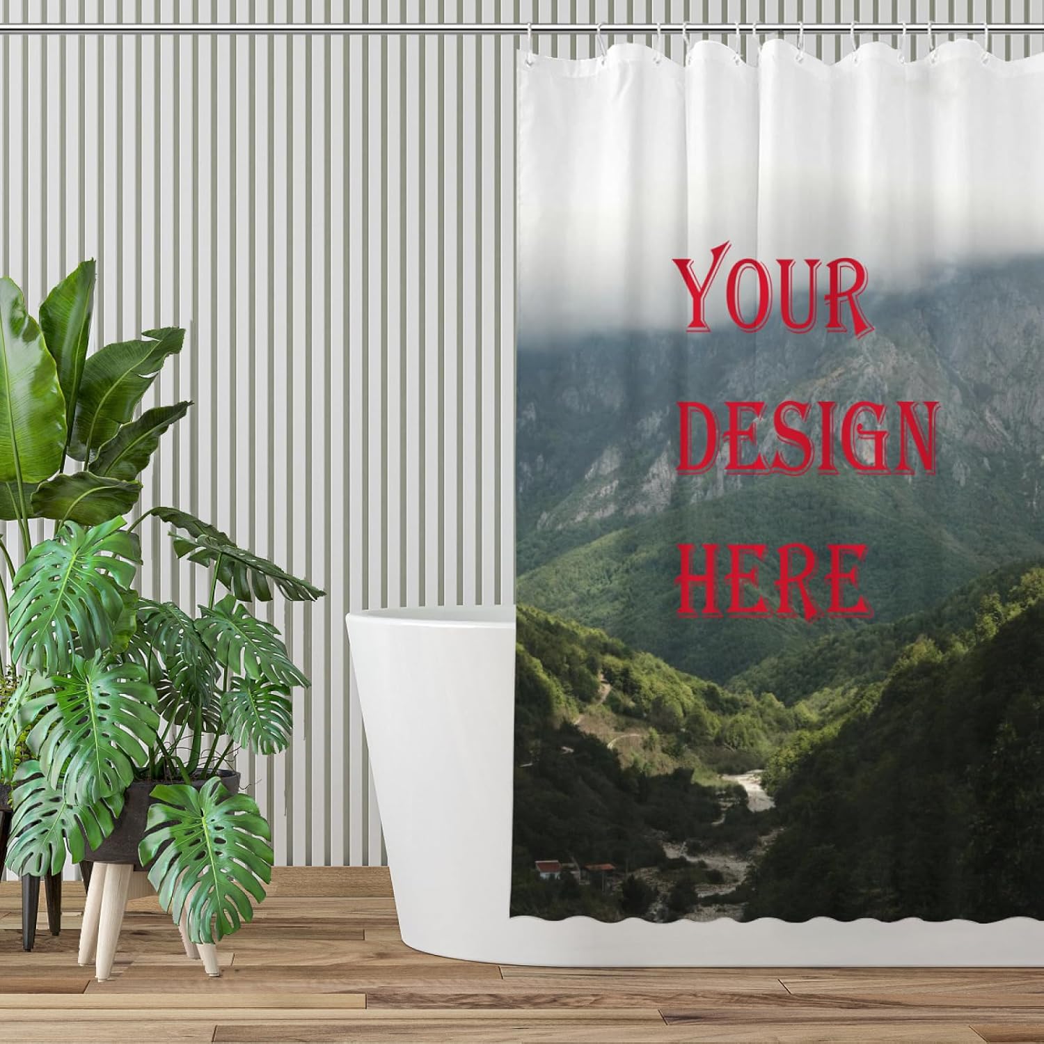 Personalized Shower Curtain with 12 Hooks - 55x72 Inch