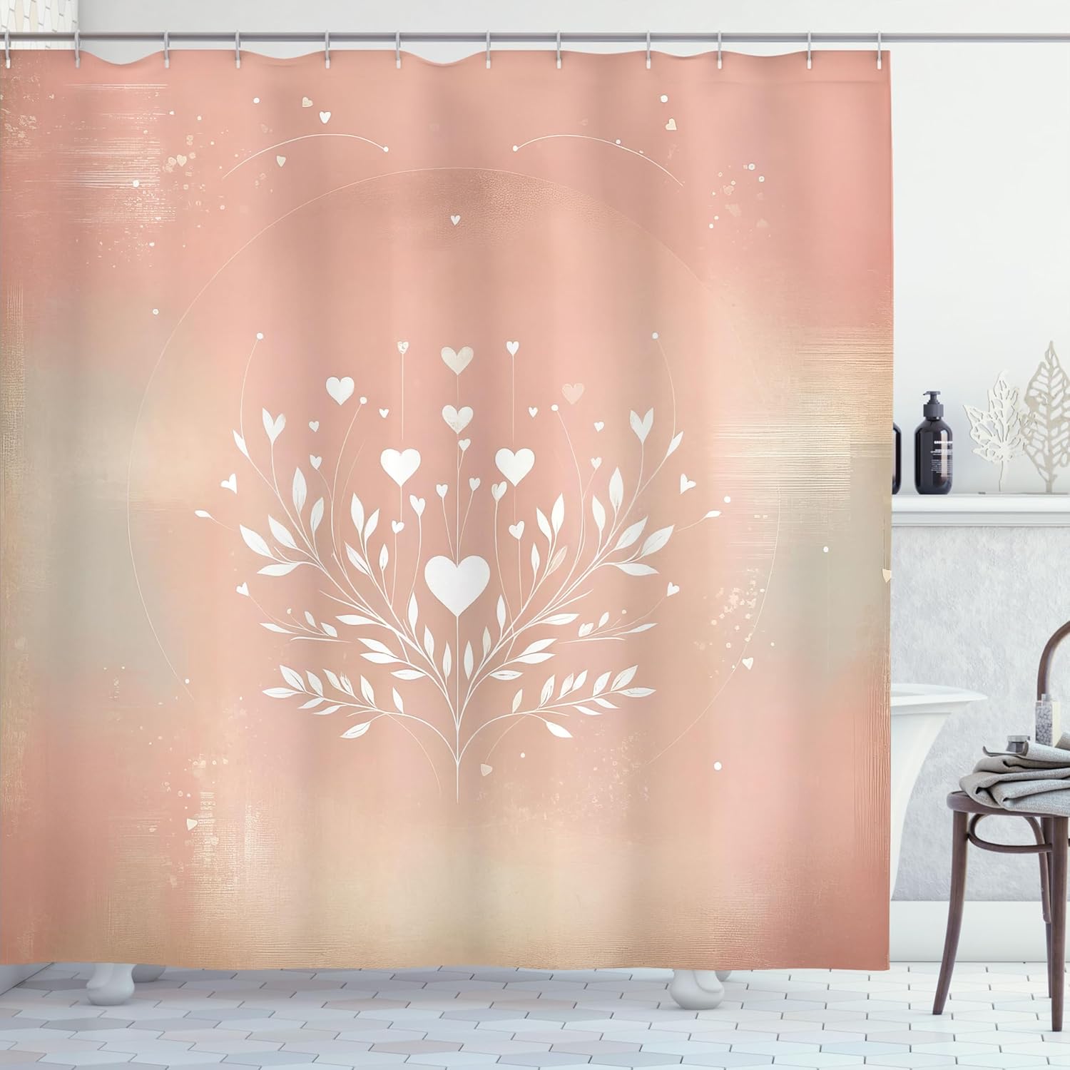 Ambesonne Pink Shower Curtain with Hooks