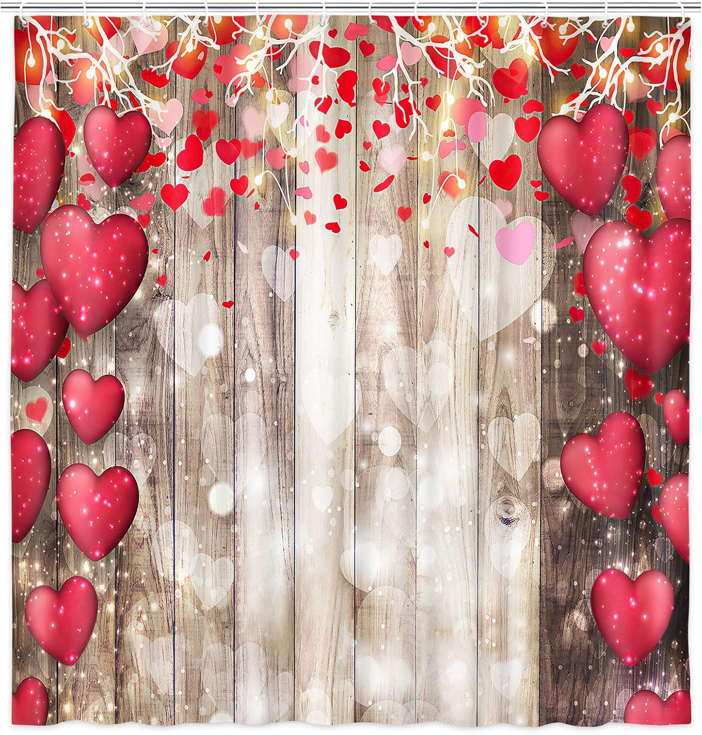 NYMB Valentine Rustic Heart Bashroom Shower Curtain