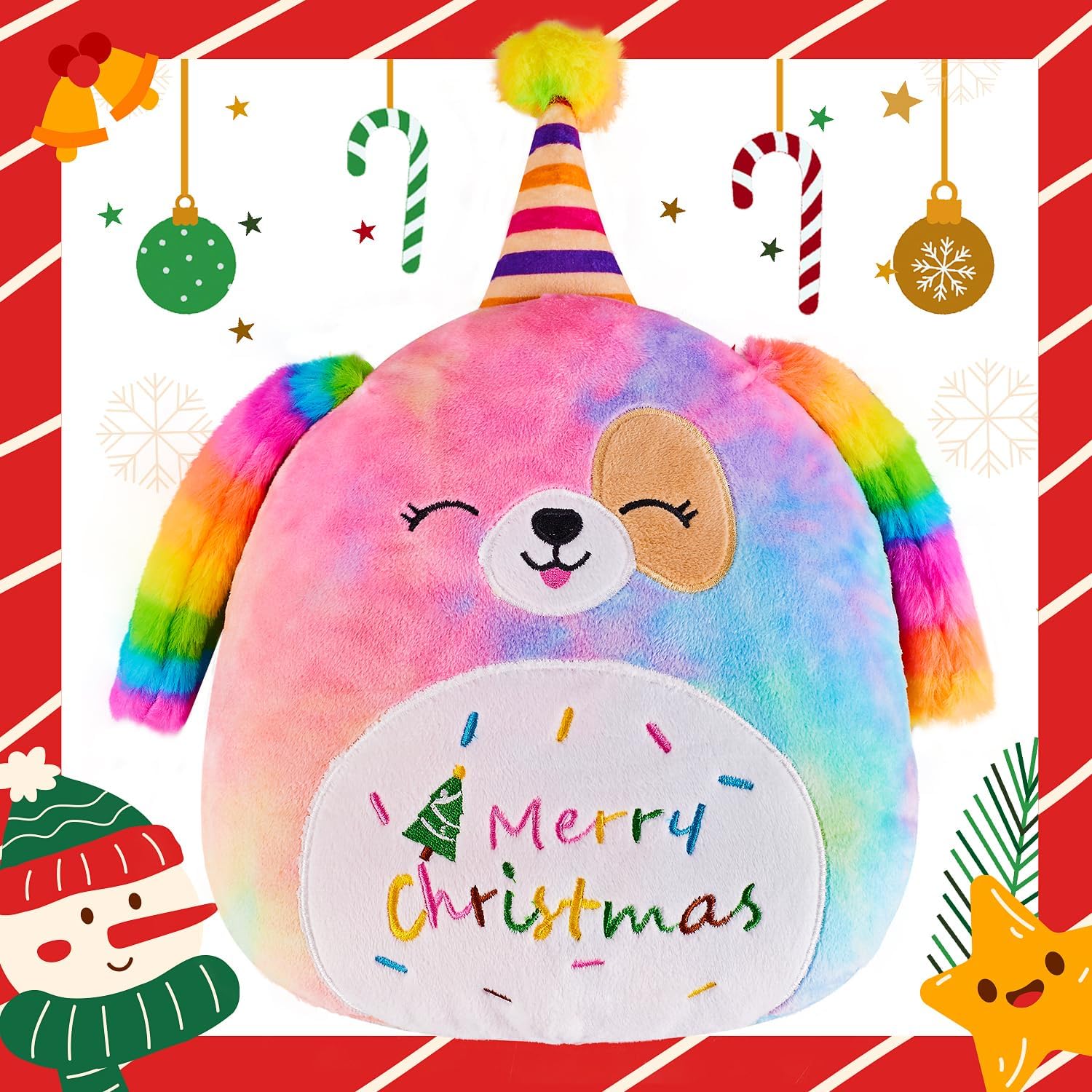 Magic 12 Plush Pillow for Dogs Christmaspackage with Merry Christmas Design