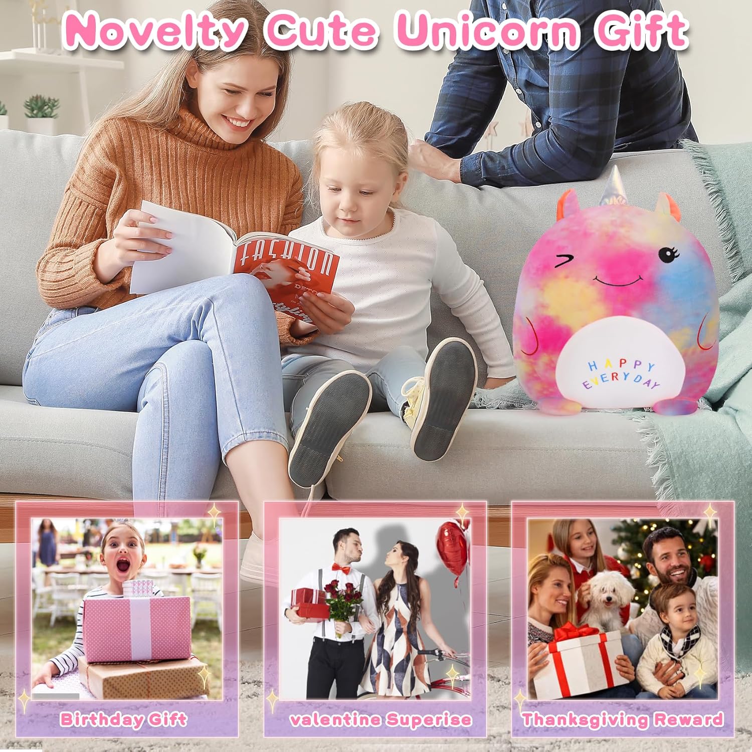Stuffed Unicorn Pillow for Kids Soft Plush Toy