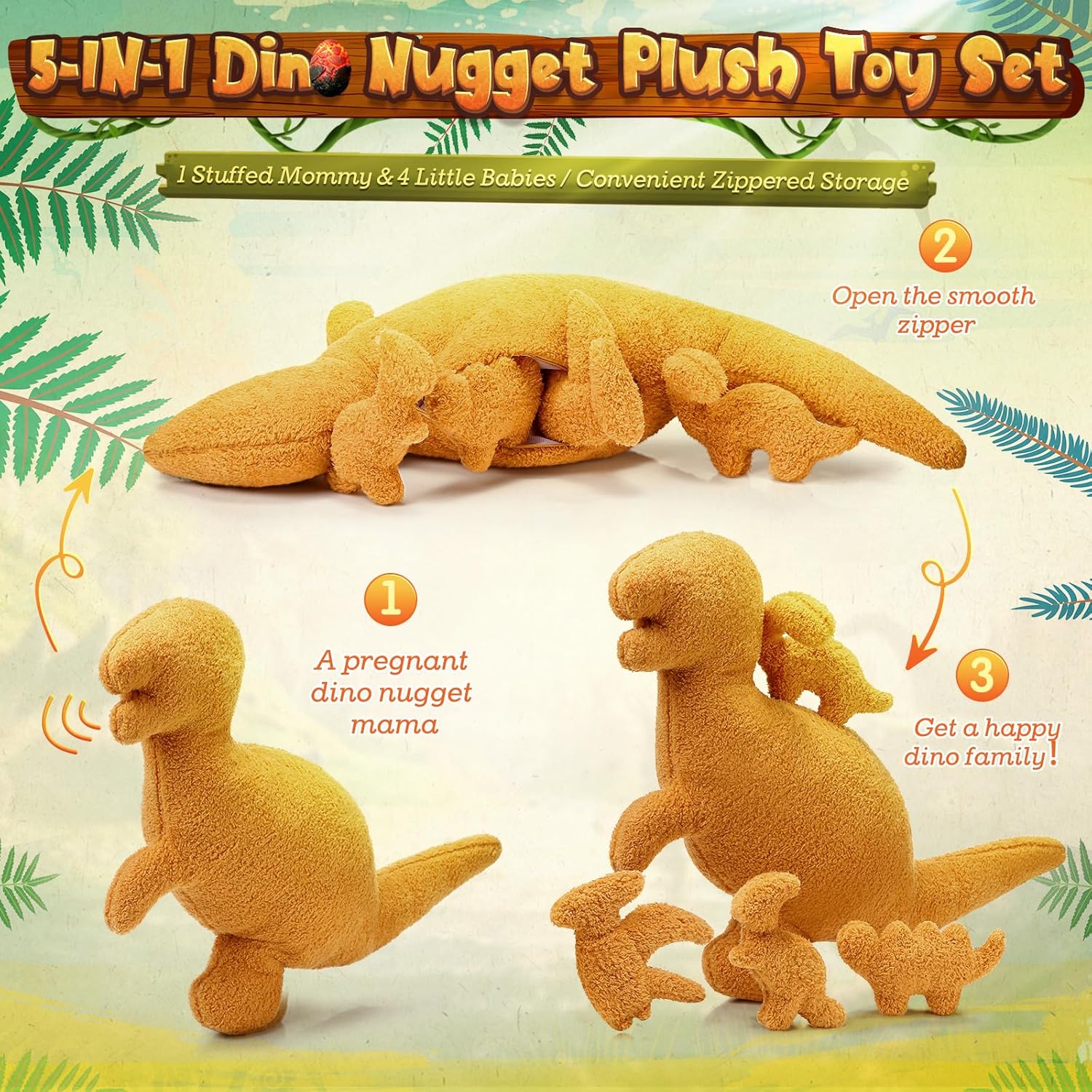 5-Piece Plush Dinosaur nugget Gift Set