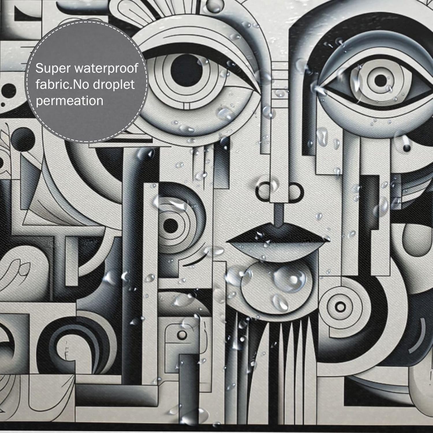 Abstract Face Boho Shower Curtain Set72x72 in