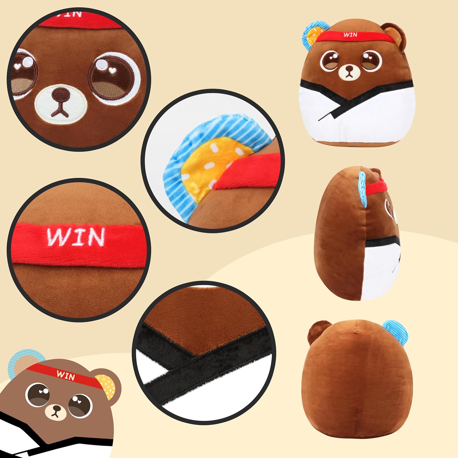 Easfan 12 Playful Taekwondo Bear Plush Pillow Perfect for Kids