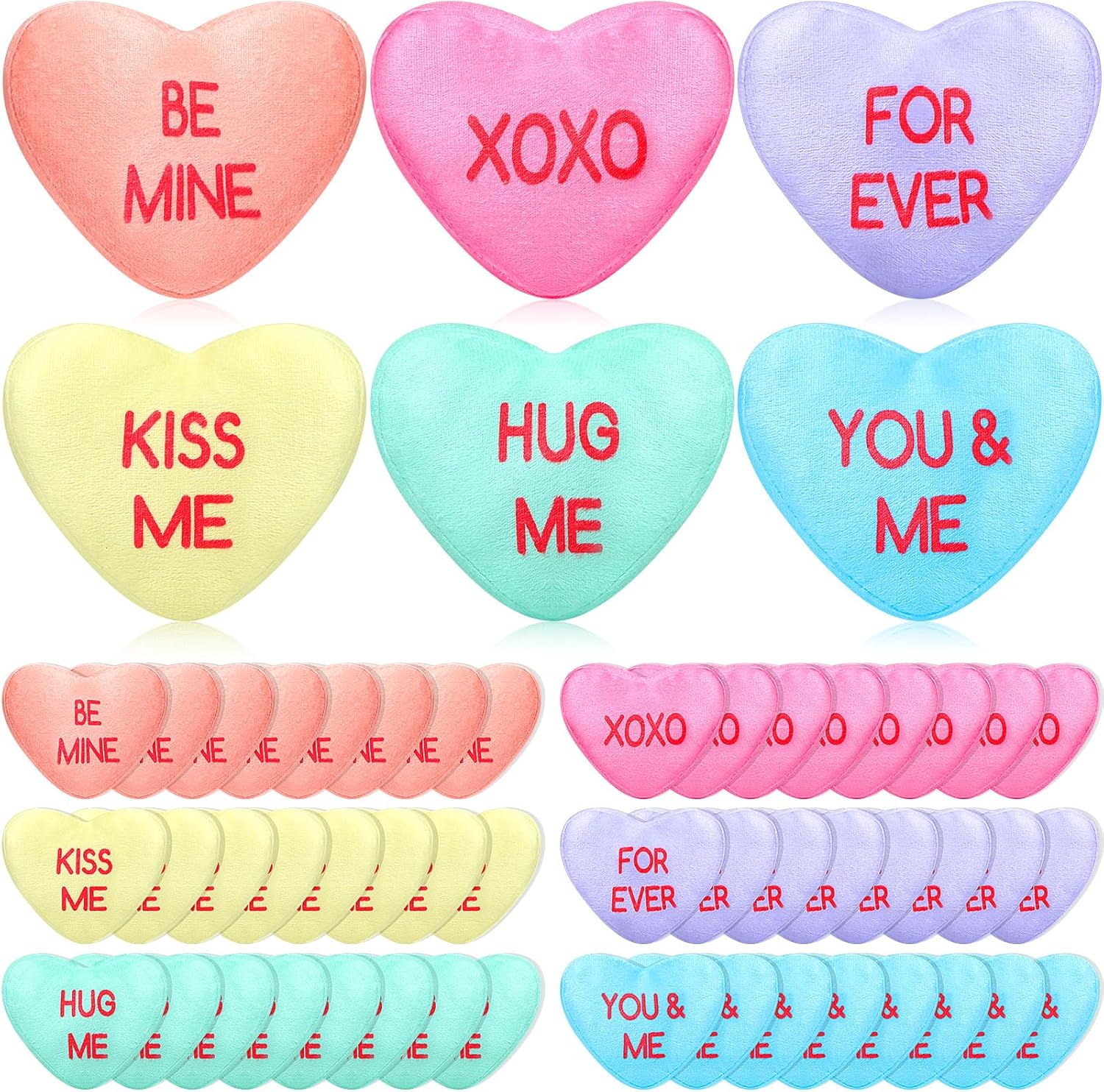 PullCrease 48 Pcs Conversation Heart Plush Pillow for Valentines Day