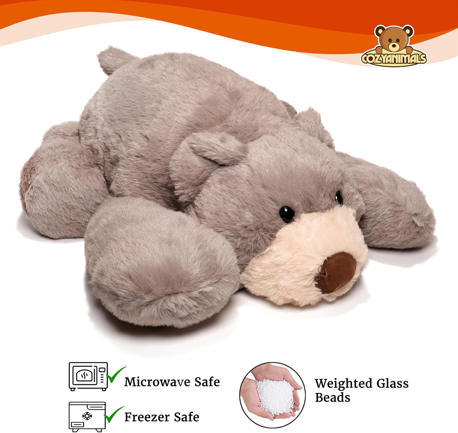 COZY Animal Bear - Microwaveable Plush Stuffed Toy for Adults Teens Kids