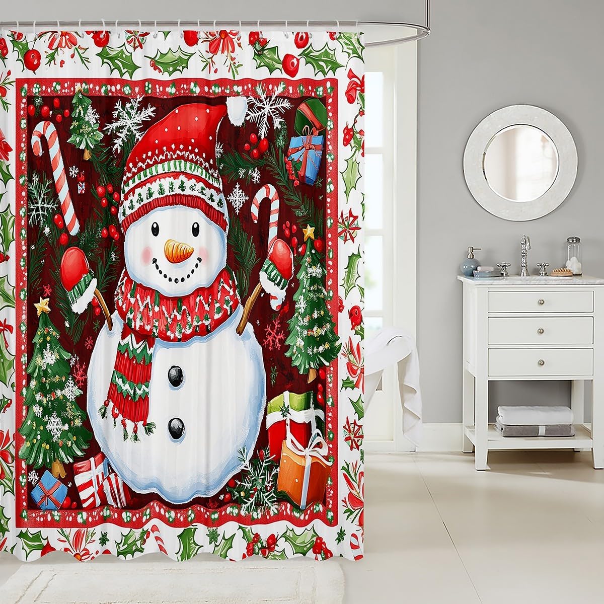 Castle Fairy Merry Christmas Shower Curtain Set