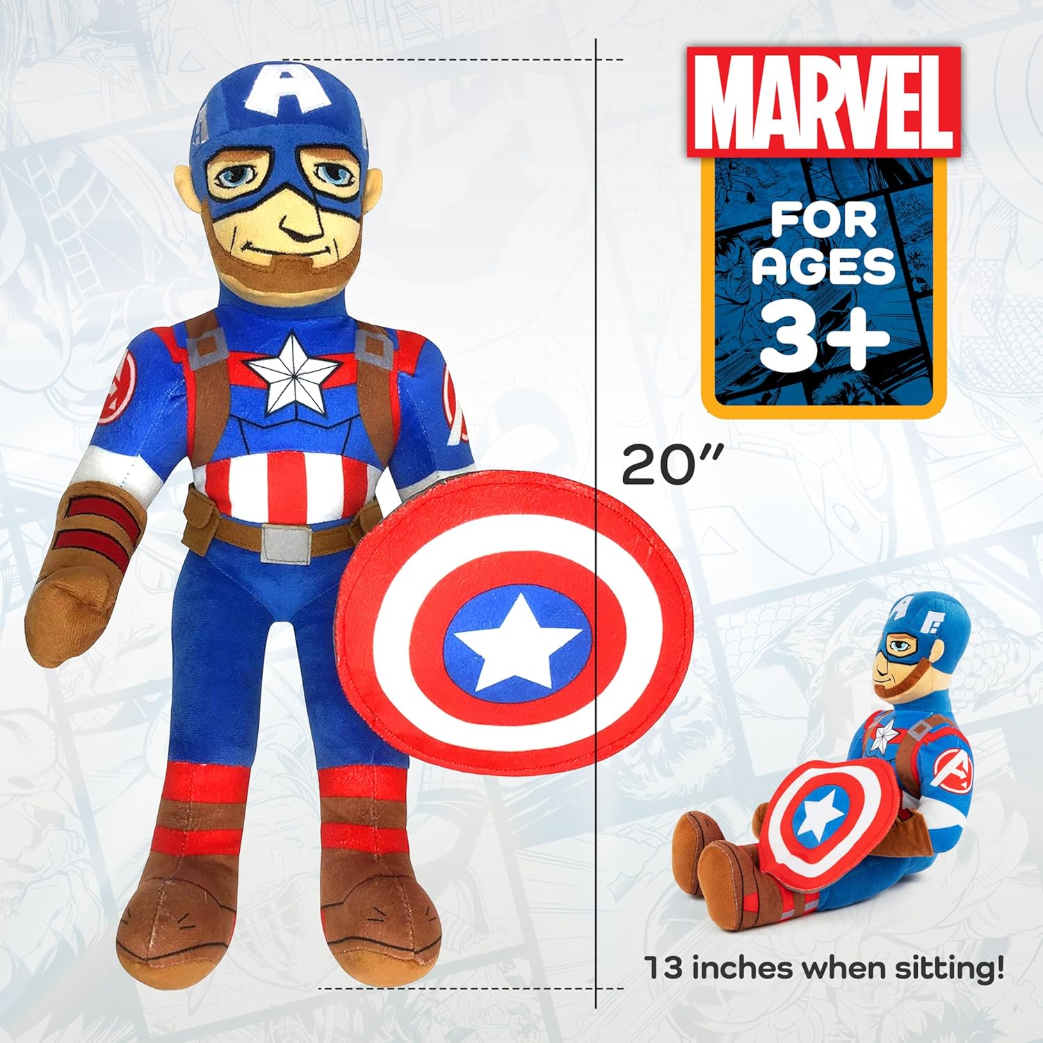 Jay Franco Marvel Super Hero Adventures Toddler Captain America Plush Pillow Buddy