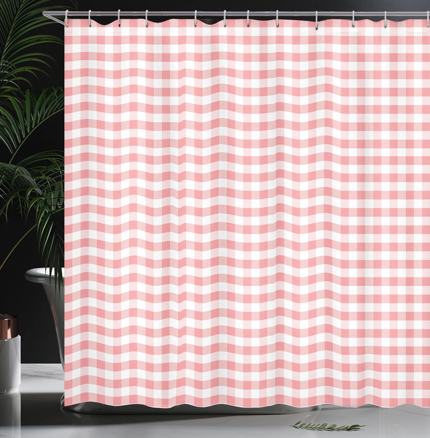 Ambesonne Checkered Shower Curtain Pastel Pink 69x70