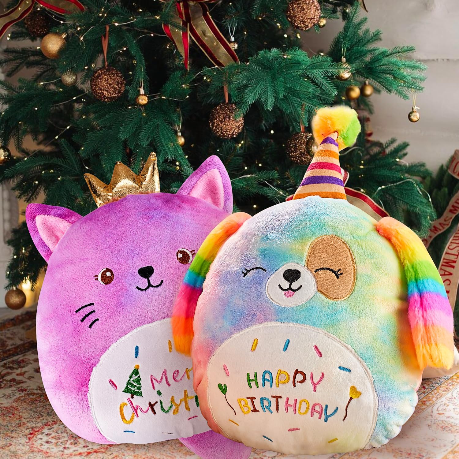 Magic 12 Plush Pillow for Dogs Christmaspackage with Merry Christmas Design