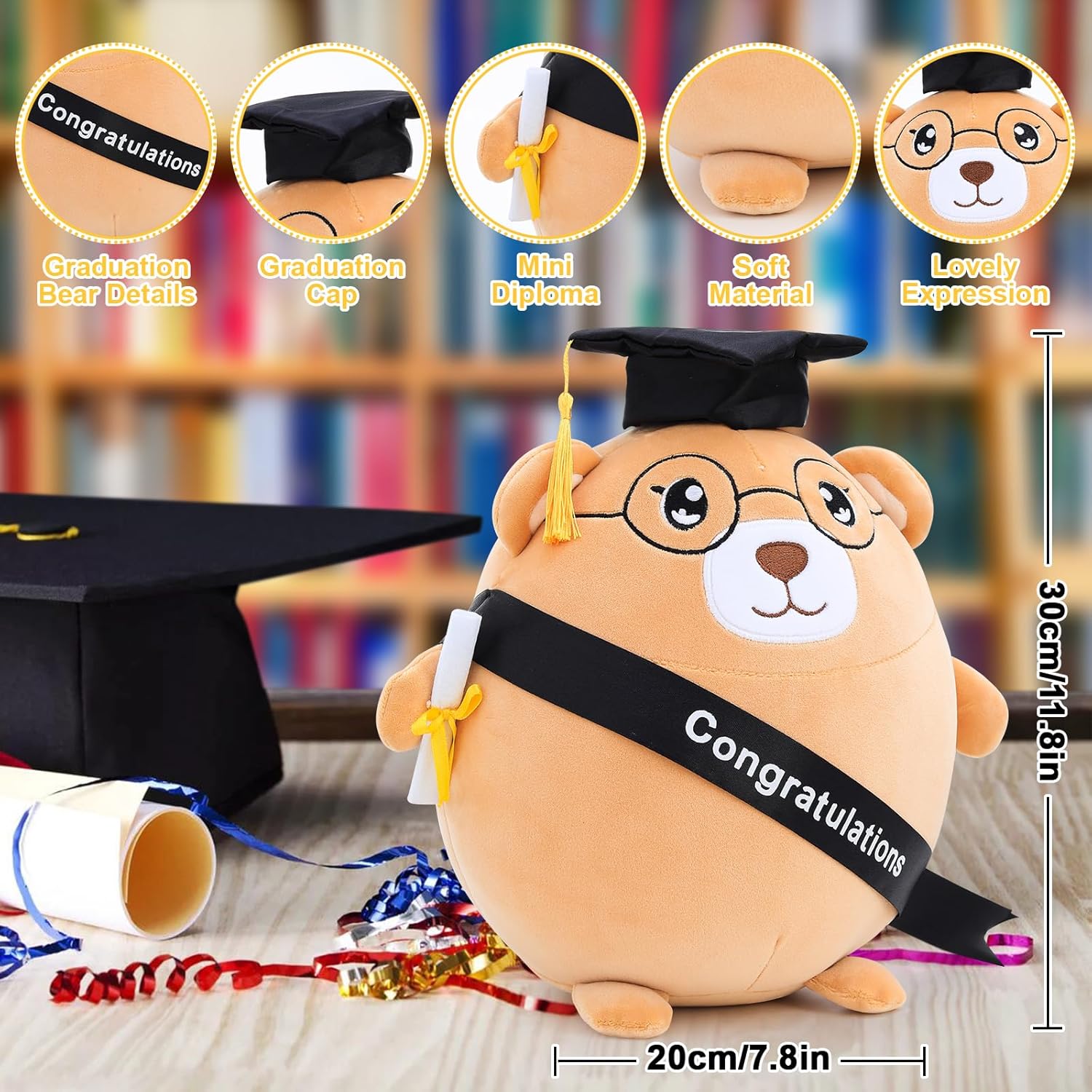 personalizedGraduationBearPlushGiftForBoyAndGirl - 118 Stuffed Animal PillowWithCapForCollege HighSchool