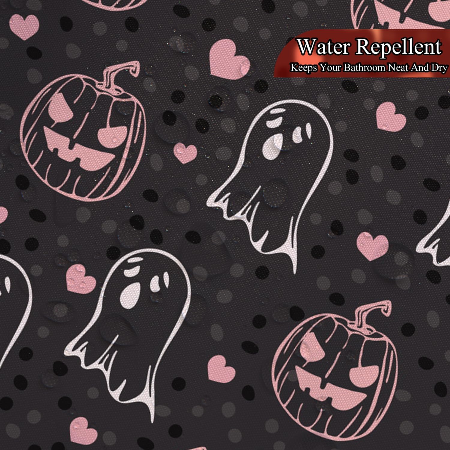 Sillsloso Halloween Pink Ghost Pumpkin Bathroom Curtain Waterproof 60x72 inch