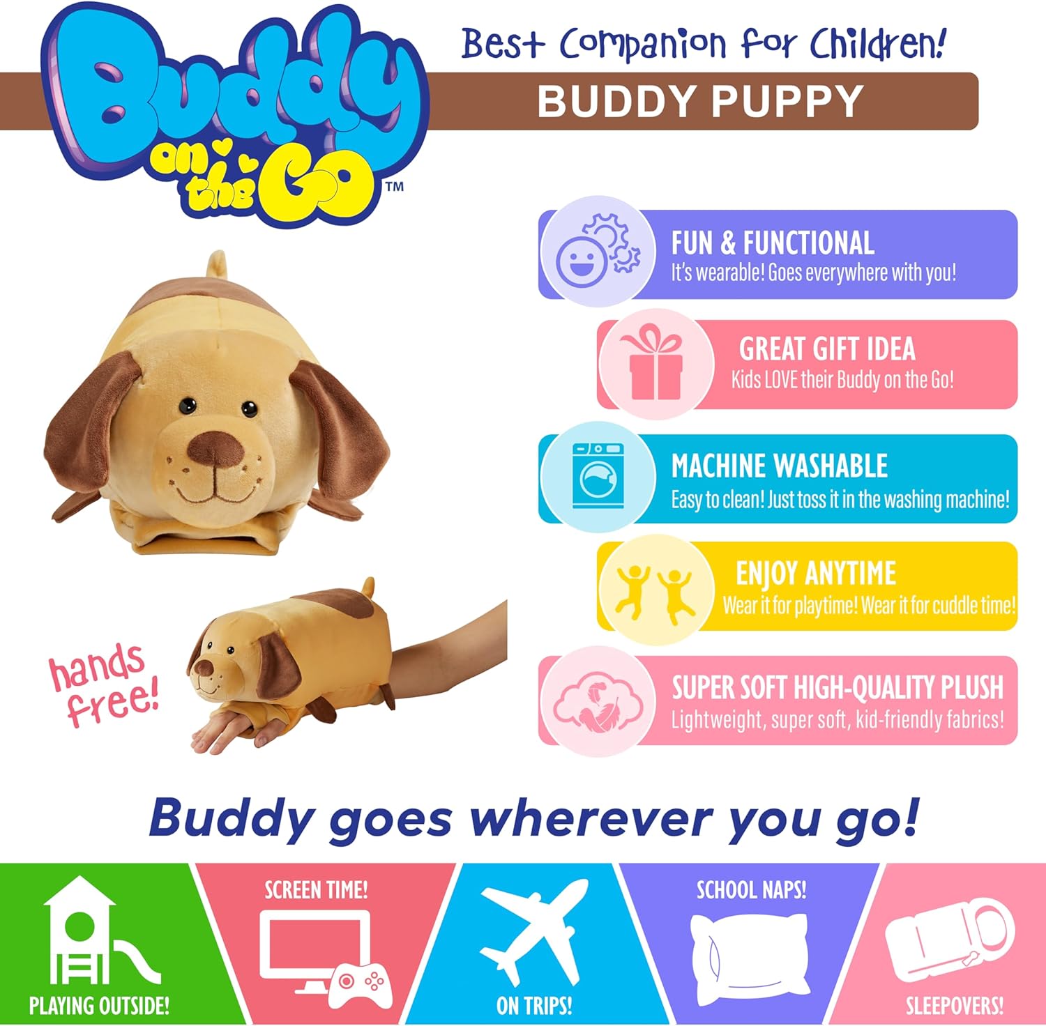 Durable Comfortable Portable Stuffed Animal - Buddy on the Go