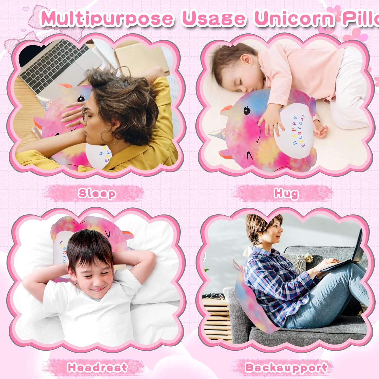 Stuffed Unicorn Pillow for Kids Soft Plush Toy