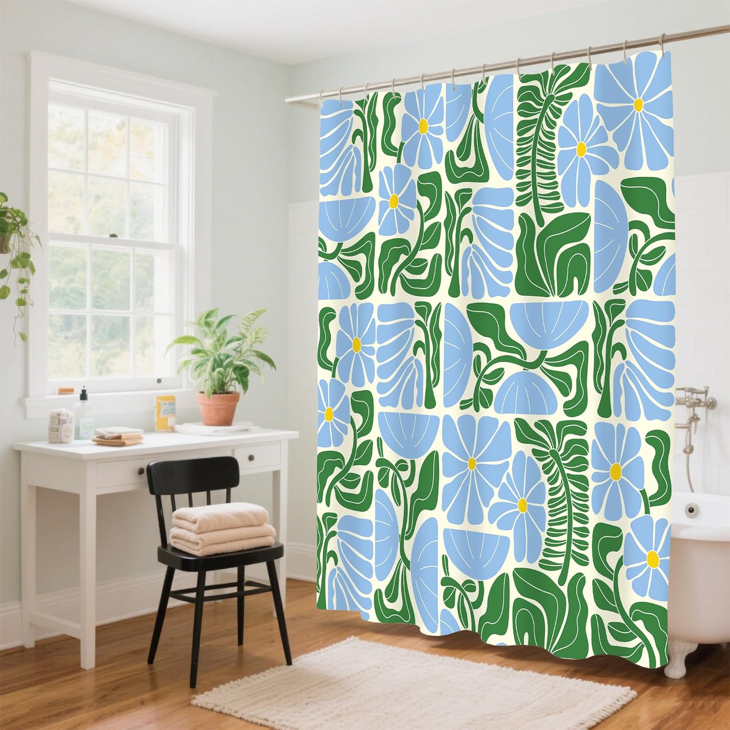 Stylish Boho Floral Shower Curtain Washable Durable