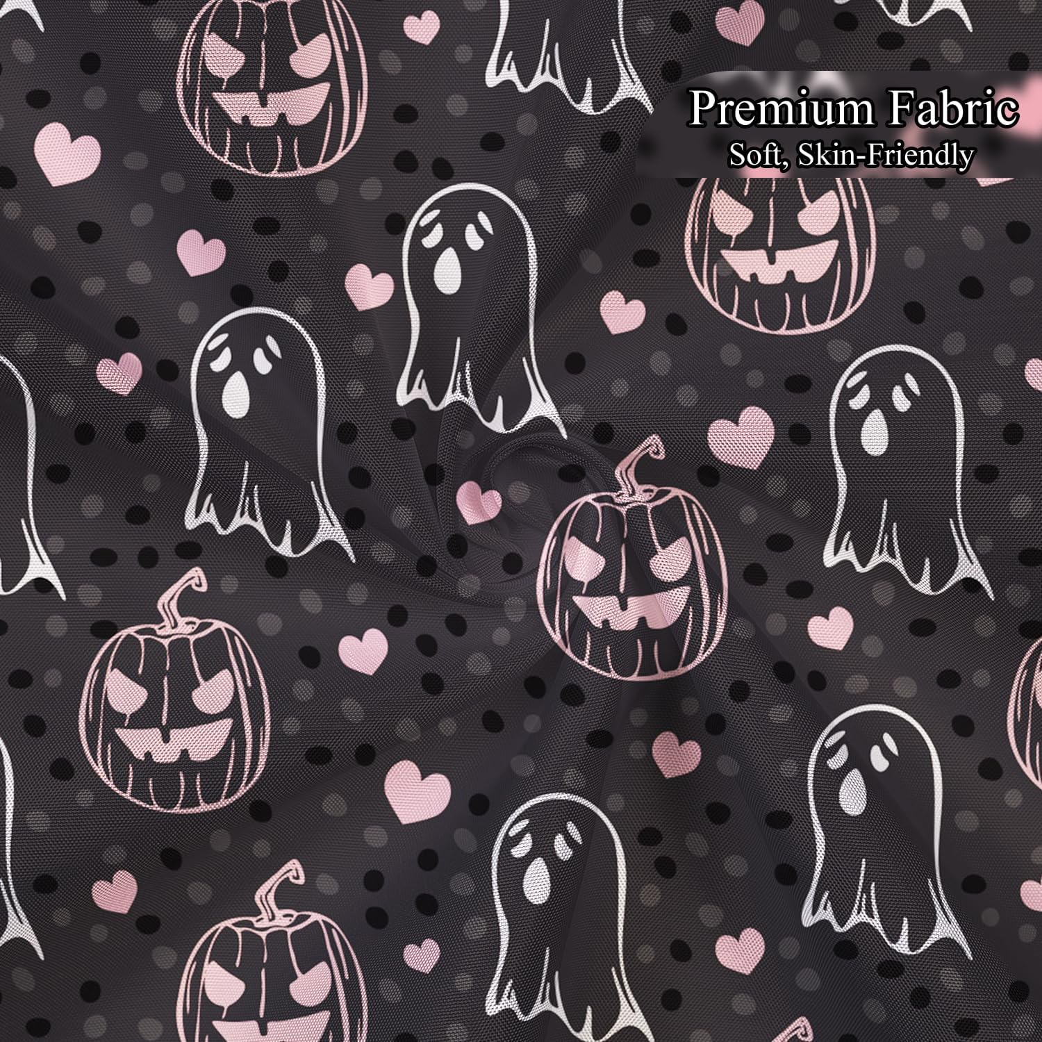 Sillsloso Halloween Pink Ghost Pumpkin Bathroom Curtain Waterproof 60x72 inch