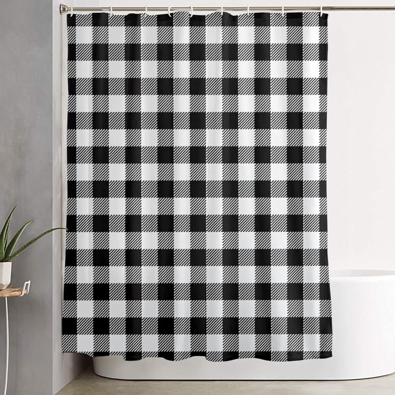 Cozy Buffalo Plaid Shower Curtain Set